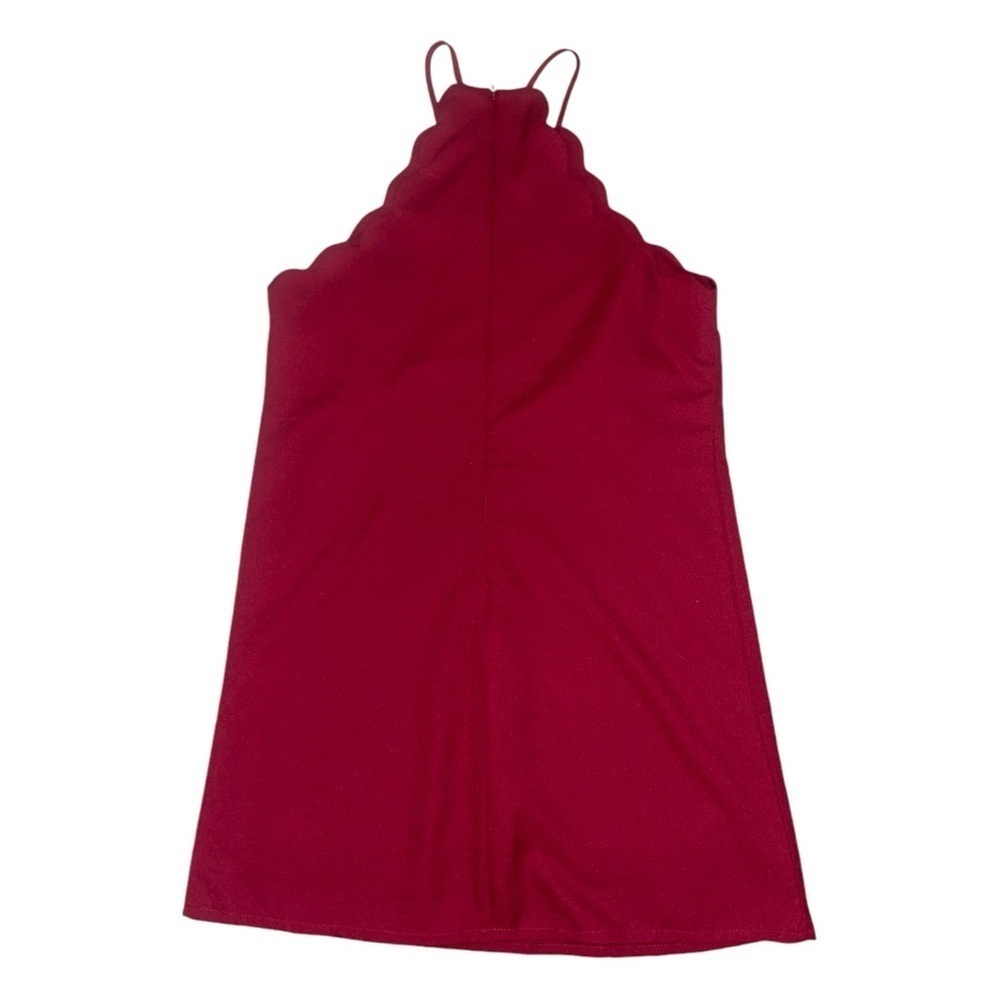 Lulus Endlessly Endearing Wine Red scallop hem Dress Women's Size Medium - Picture 5 of 11
